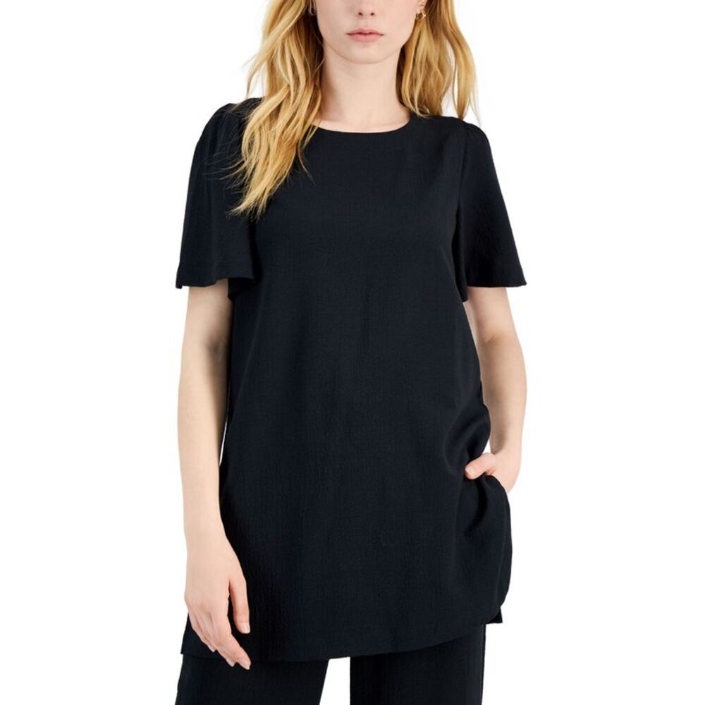 Alfani Short Sleeve Crinkle Top